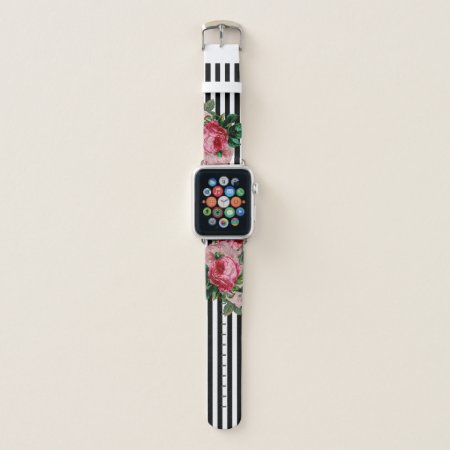 Stripes And Floral Apple Watch Band