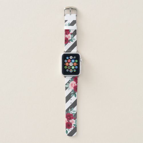 Stripes and Floral custom apple Apple Watch Band