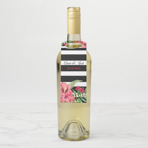 Stripes And Flowers Bottle Hanger Tag
