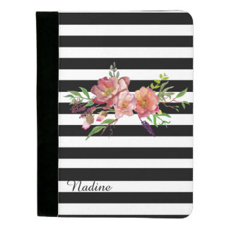 Stripes and Flowers Custom Padfolio