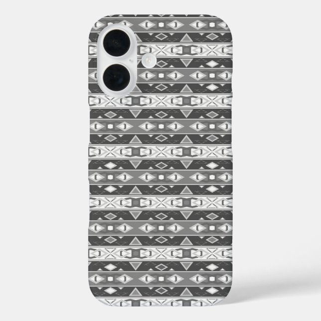 Stripes and geometric shapes gray white Case-Mate iPhone case (Back)