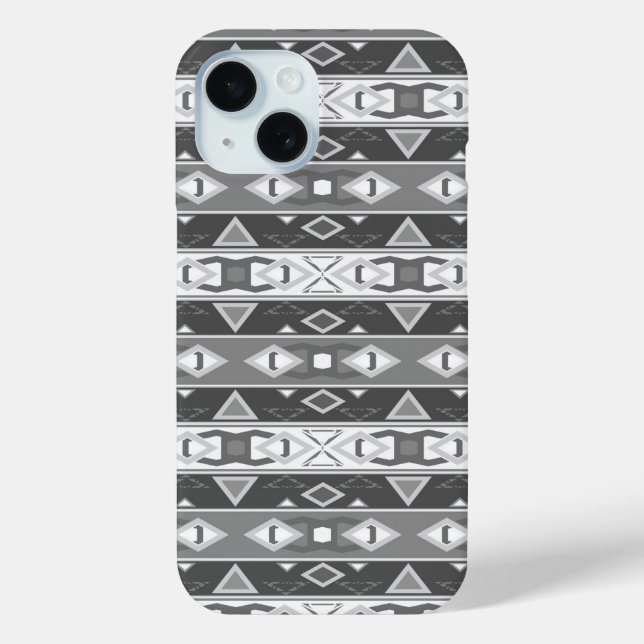 Stripes and geometric shapes gray white Case-Mate iPhone case (Back)