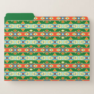 Stripes and geometric shapes green orange white file folder