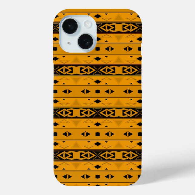 Stripes and geometric shapes yellow black  Case-Mate iPhone case (Back)