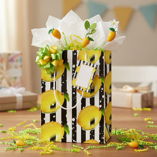 Stripes and lemons medium gift bag