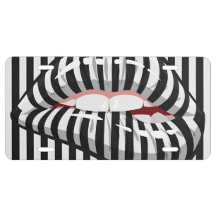 Stripes and Lips License Plate
