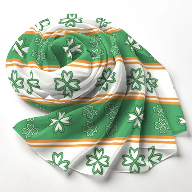 Stripes and Lucky Clover Leaf Pattern St Patrick's Scarf (Creator Uploaded)