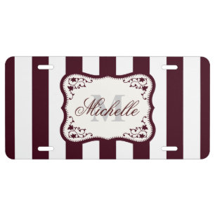 Stripes and Monogram License Plate