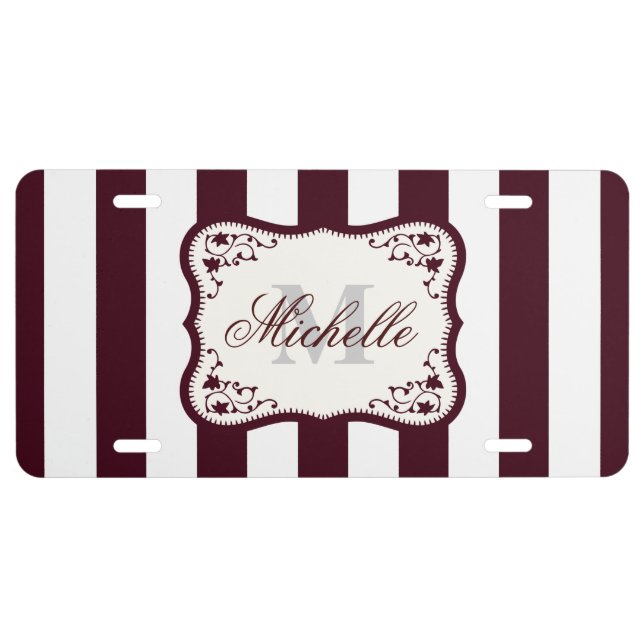 Stripes and Monogram License Plate (Front)