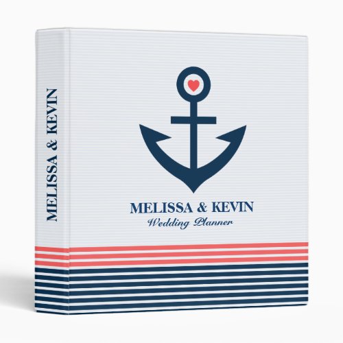 Stripes And Navy_Blue Nautical Boat Anchor Binder