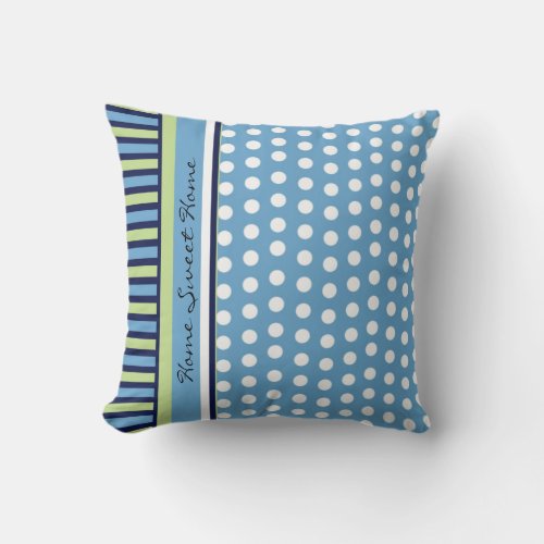 Stripes and Polka Dots Blue Green Pillow