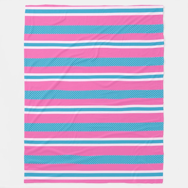 Stripes and Polka Dots Fleece Blanket (Front)