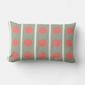 Stripes and Polka Dots in Orange and Cream Lumbar Pillow