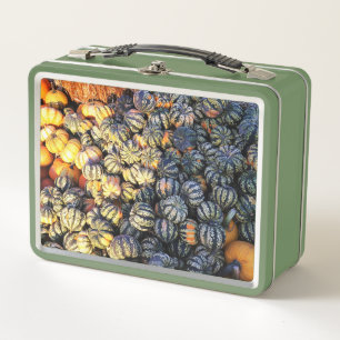 Stripes And Pumpkins Metal Lunch Box