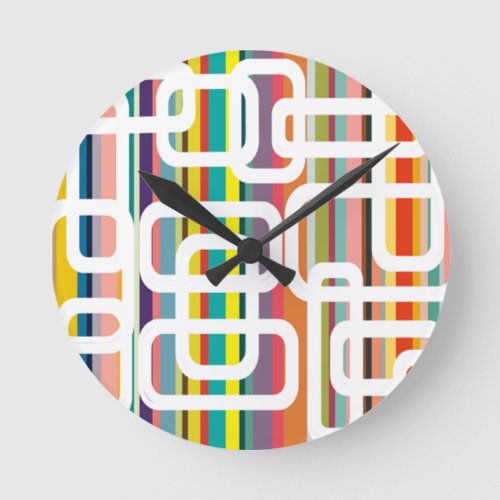 Stripes and Rectangles  Round Clock