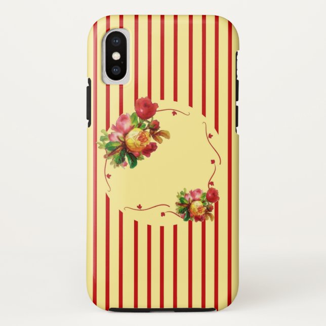 Stripes and Roses Case-Mate Tough iPhone X Case (Back)