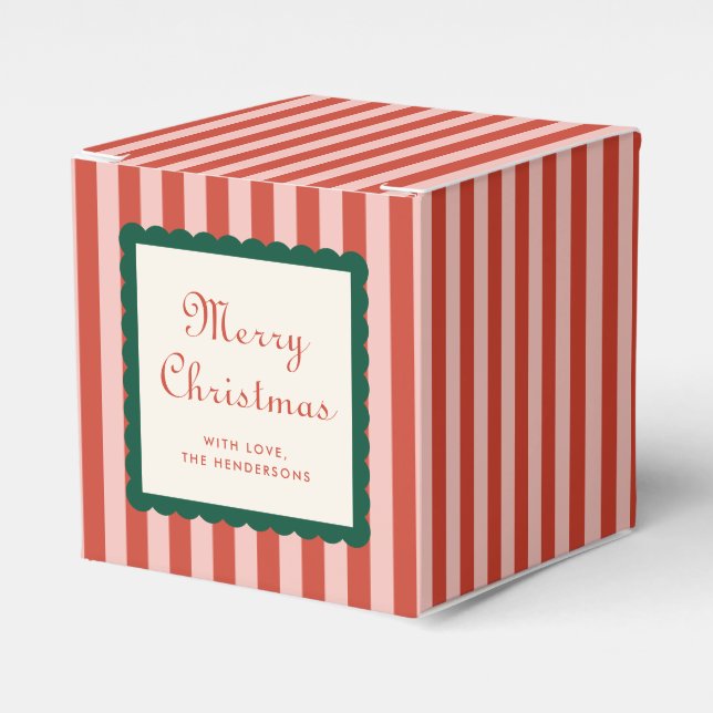 Stripes and Scallops Holiday  Favor Boxes (Front Side)