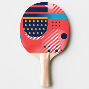 Stripes and shapes in vivid colors ping pong paddle