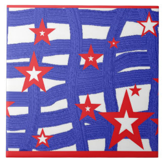 Stripes and Stars on a  Ceramic Tile
