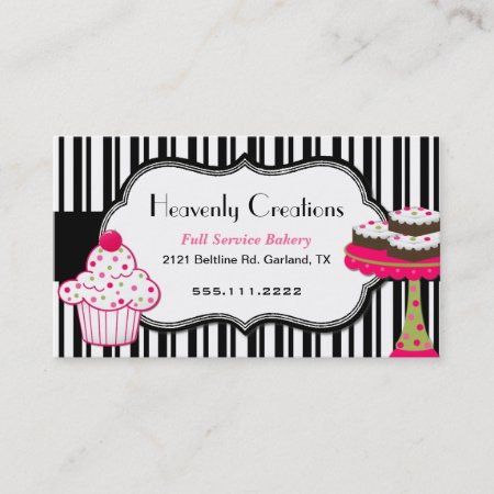 Stripes And Sweets Bakery Business Card