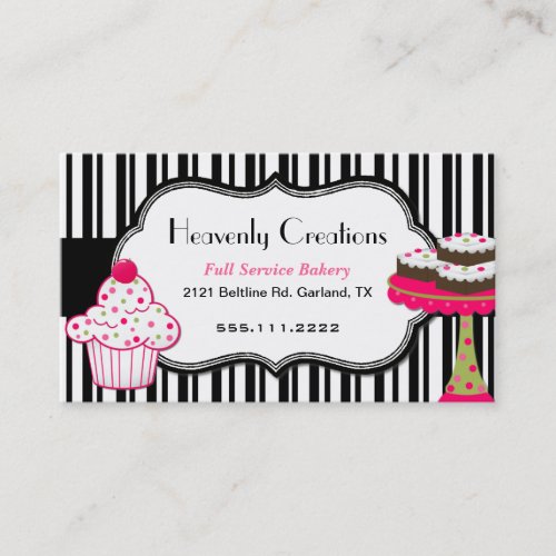 Stripes and Sweets Bakery Business Card