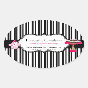 Stripes and Sweets Custom Bakery Sticker