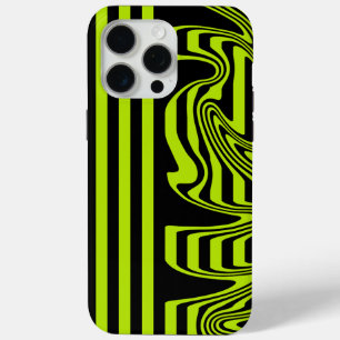 Stripes and Swirls - Lime Green and Black iPhone 15 Pro Max Case