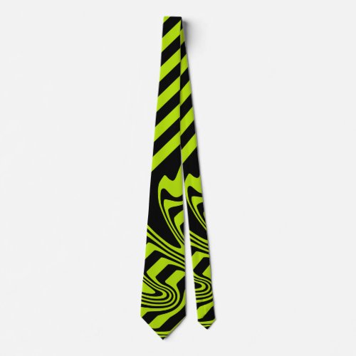 Stripes and Swirls _ Lime Green and Black Neck Tie