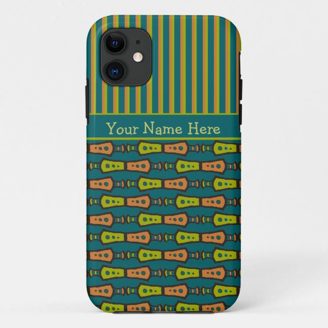 Stripes and Tribal Pattern on Teal iPhone 5 Case (Back)