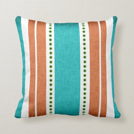 Stripes Aqua Orange Funky Cool Throw Pillow Zazzle Com