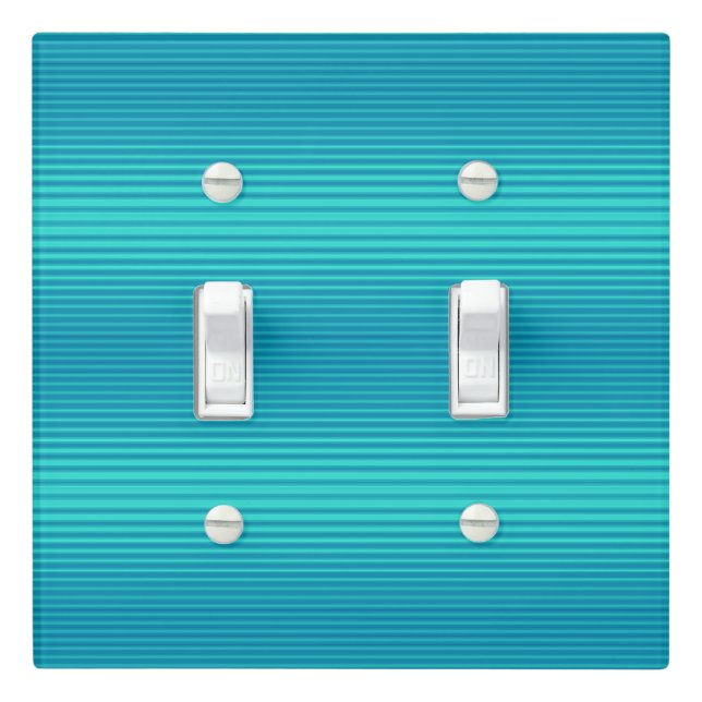 Stripes - Aqua Turquoise Cyan Blue Light Switch Cover (In Situ)