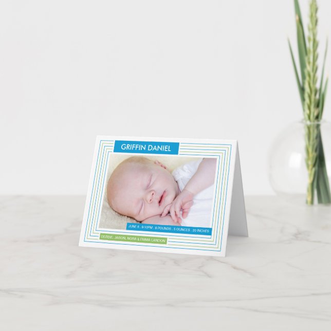 Stripes B Photo Announcement Notecard (Front)