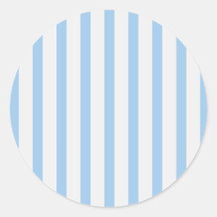 Stripes BabyBlue & White Classic Round Sticker