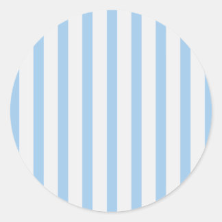 Stripes BabyBlue & White Classic Round Sticker