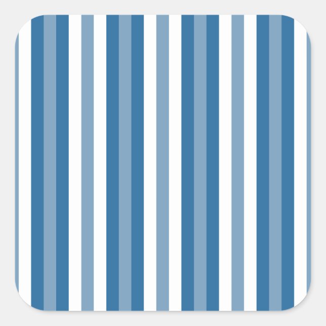 Stripes Background Blue and White Square Sticker (Front)