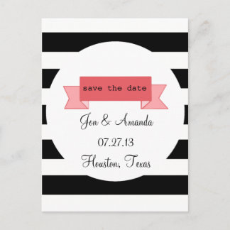 Stripes & Banner Save the Date Postcard
