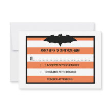 Stripes & Bat | Orange Halloween Wedding RSVP
