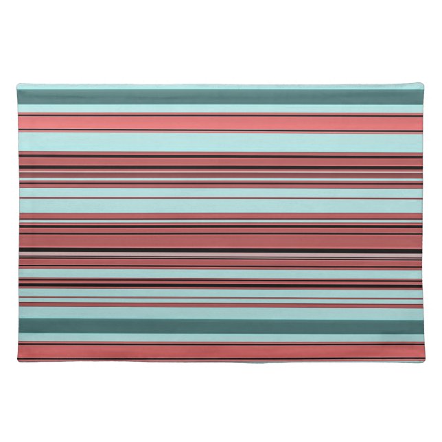 Stripes - Begonia and Teal Placemat (Front)
