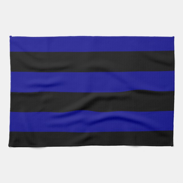 Stripes - Black and Dark Blue Kitchen Towel (Horizontal)