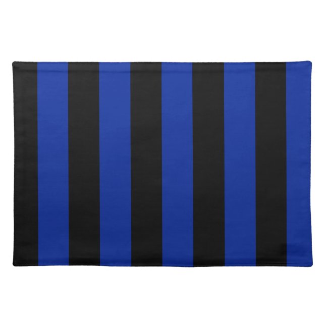 Stripes - Black and Imperial Blue Cloth Placemat (Front)