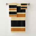 Stripes Black and Tan Bath Towel Set | Zazzle