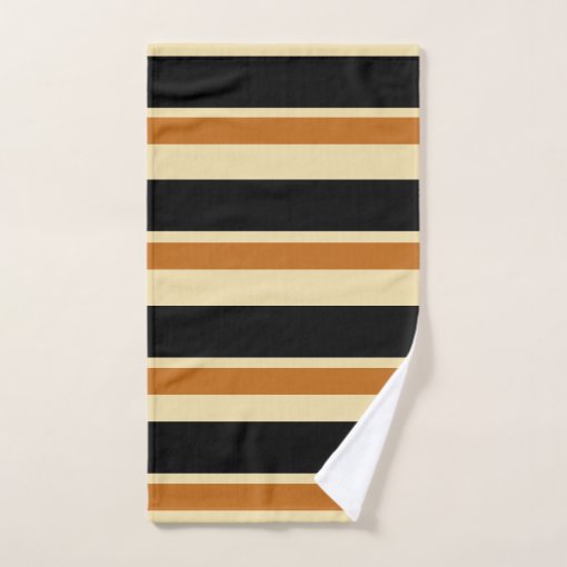 Stripes Black and Tan Bath Towel Set | Zazzle