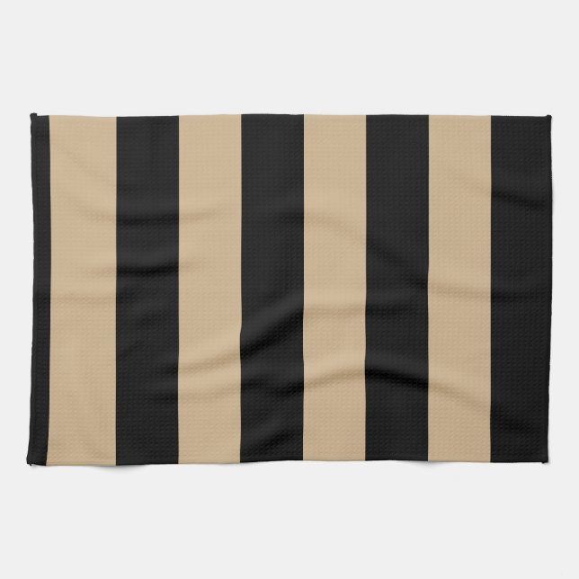 Stripes - Black and Tan Towel (Horizontal)