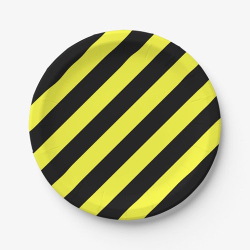 stripes black and yellow paper plates