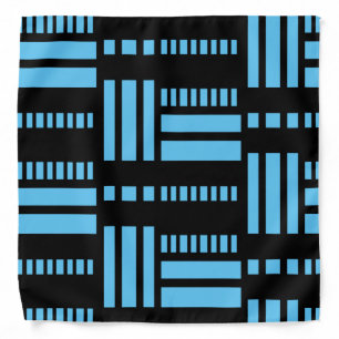 Stripes.Black White 01 L Blue BG Bandana