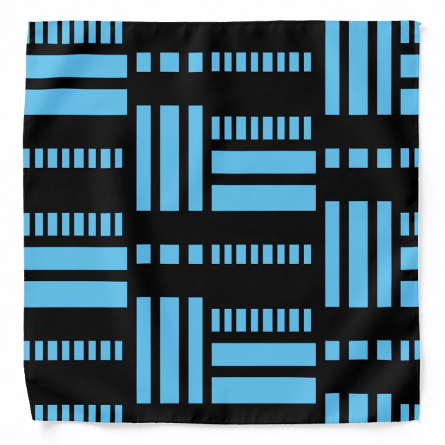 Stripes.Black White 01 L Blue BG Bandana (Front)