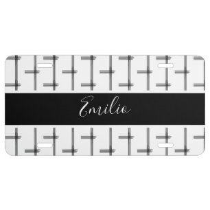 Stripes Black White Lines License Plate