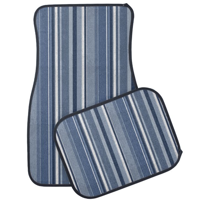 Stripes Blue Car Floor Mat (Set)