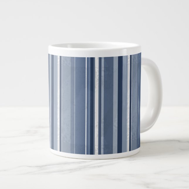 Stripes Blue Large Coffee Mug (Front Right)