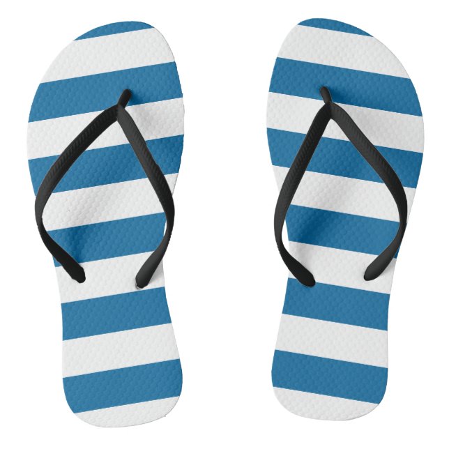 Stripes | Blue & White | Customizable | Flip Flops (Footbed)